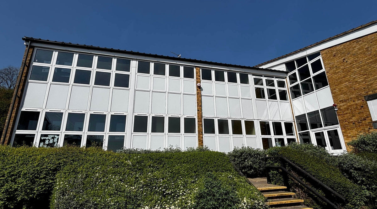 White Vinyl Window Film Delivers Exterior Upgrade for School in Denham