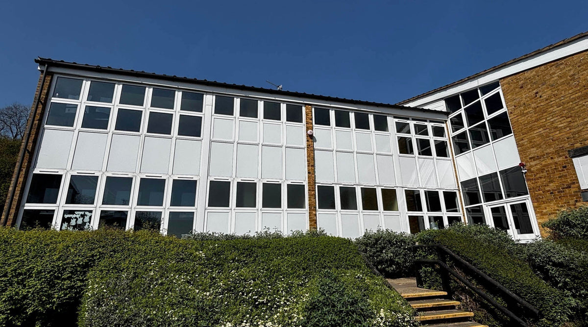 White Vinyl Window Film Delivers Exterior Upgrade for School in Denham