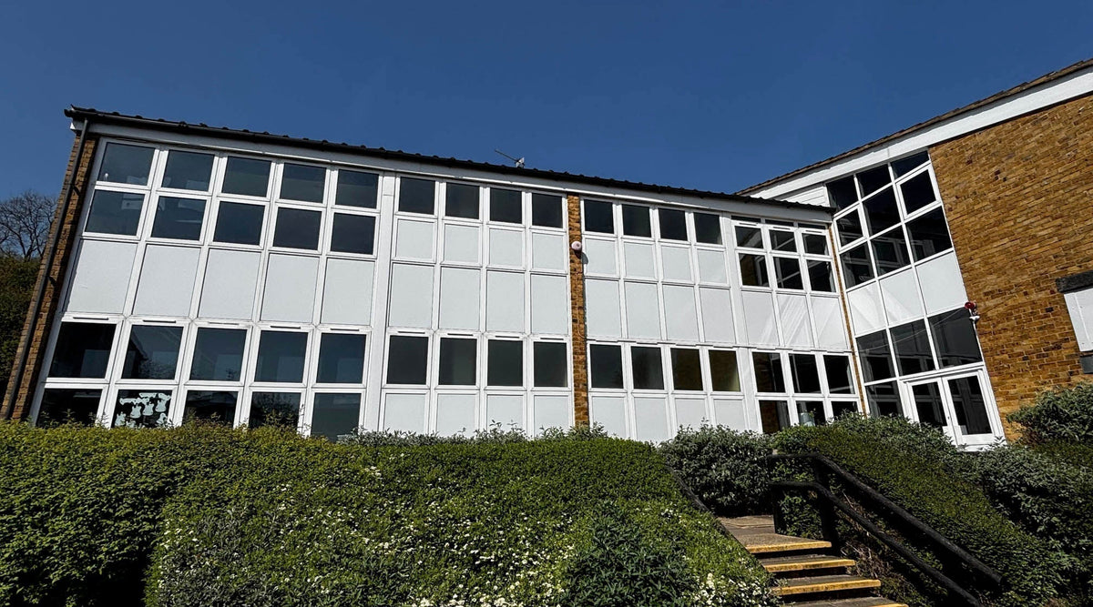 White Vinyl Window Film Delivers Exterior Upgrade for School in Denham
