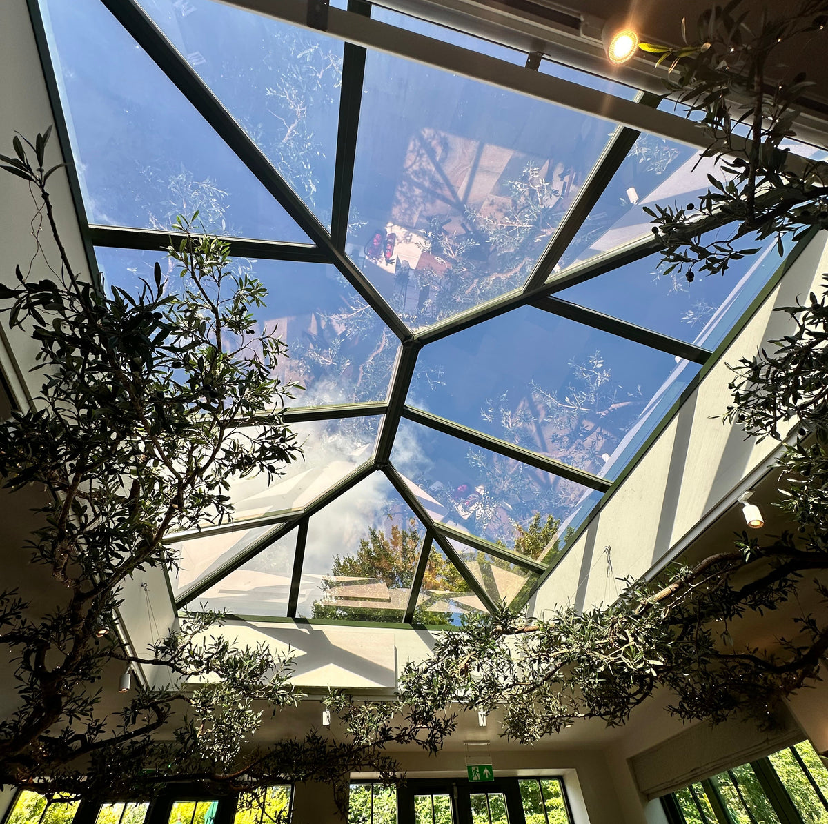 A roolight which has had a solar control window film applied to it to reduce heat and glare.
