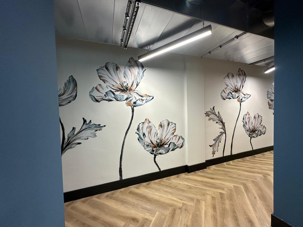 Custom Floral Wall Graphics Transform Commercial Interior