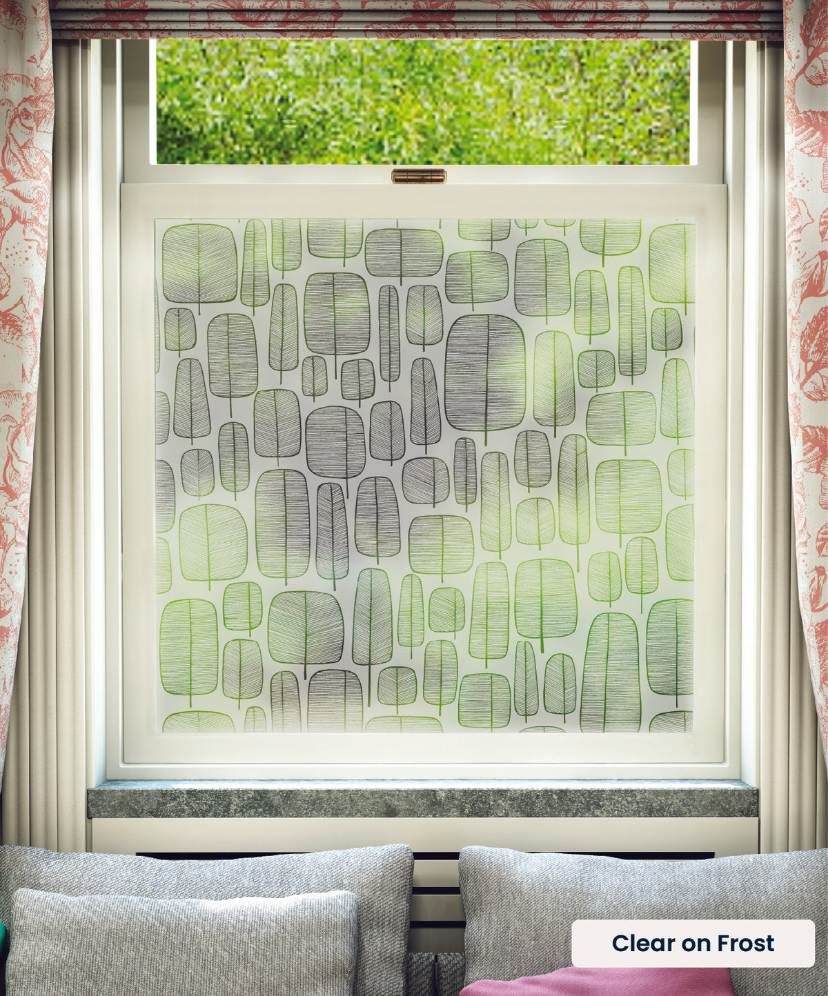 Little Trees pattern by MissPrint in clear print on frosted window film.