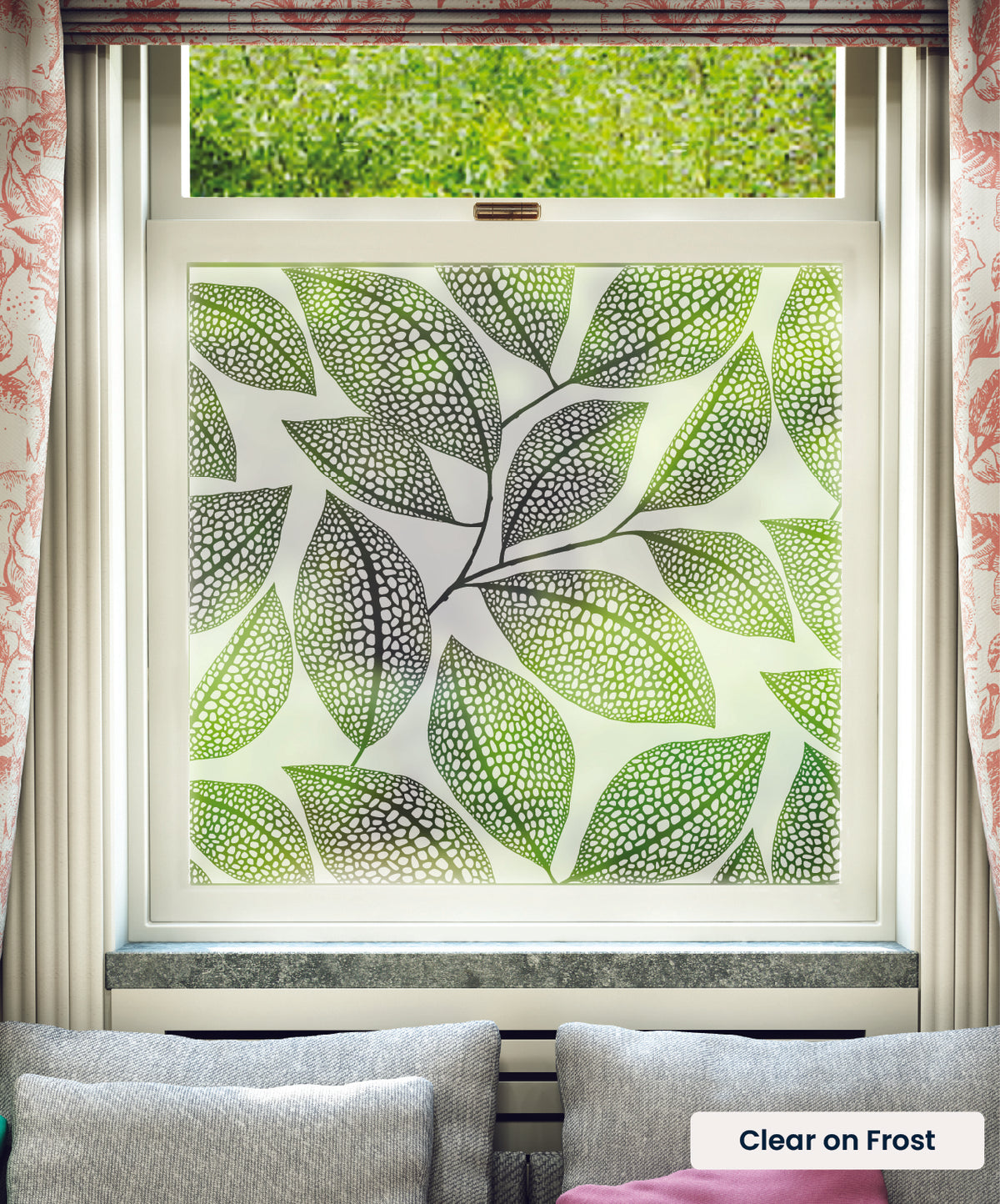 Pebble Leaf pattern by MissPrint in clear print on frosted window film.