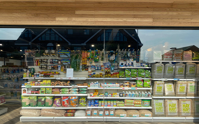 Outside a pet shop which has had UV filter window film applied to the glass to help reduce fading of their products.
