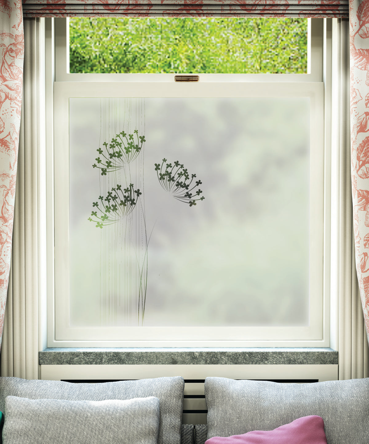 FB011 Frostbrite frosted window film pattern – flowers design