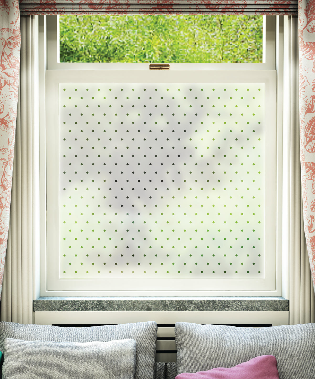 FB018 Frostbrite frosted window film pattern – polka dots