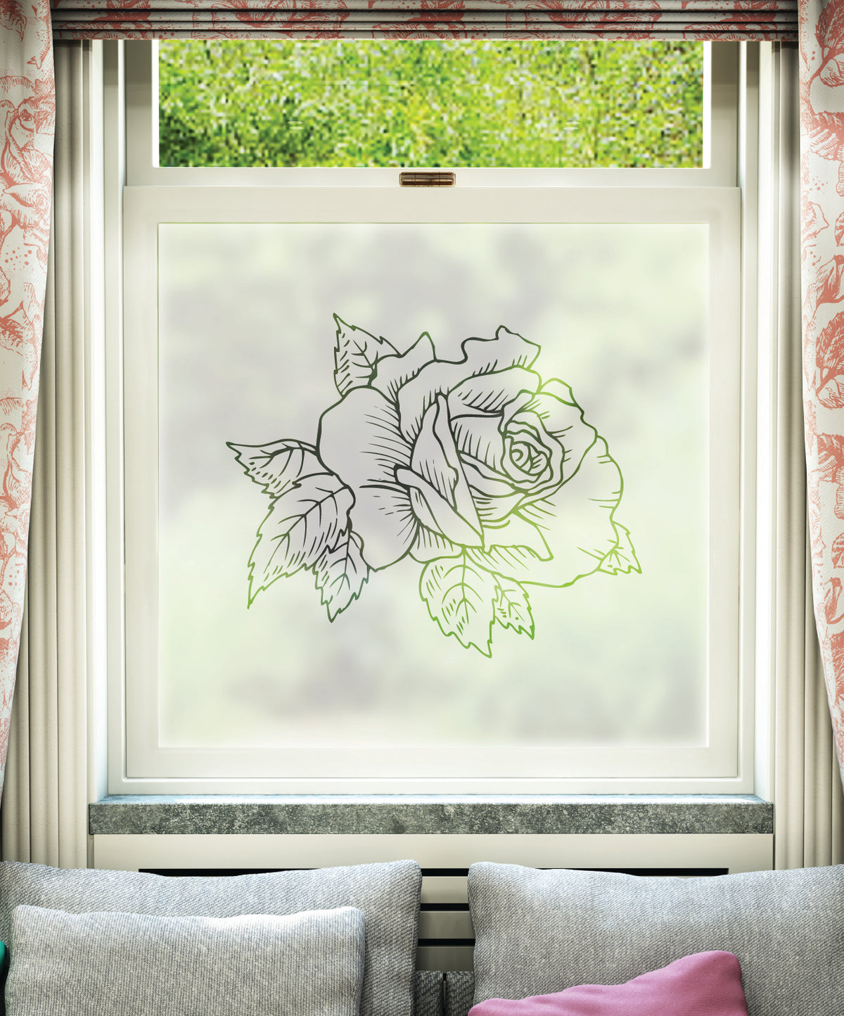 FB019 Frostbrite frosted window film pattern – rose design