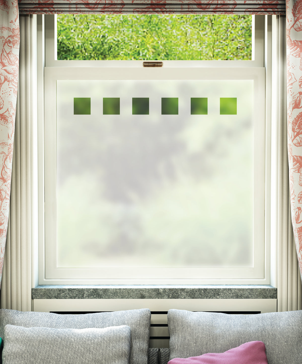 FB025 Frostbrite frosted window film pattern – row of squares design