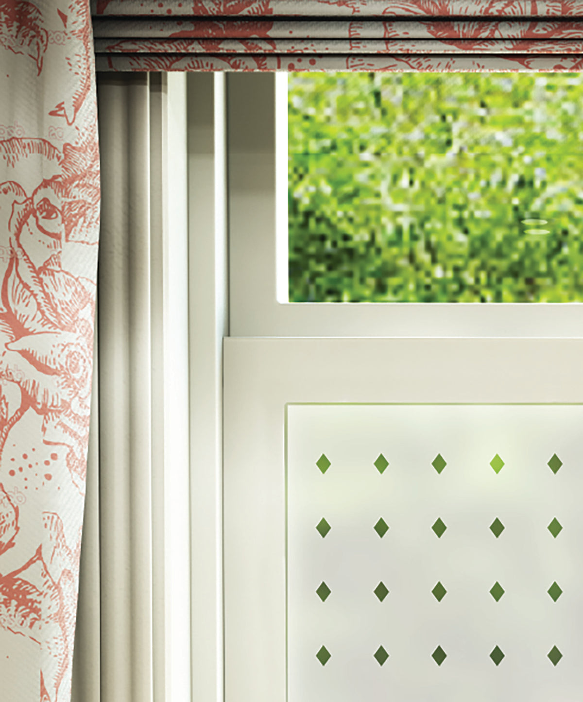 FB029 Frostbrite frosted window film pattern – repeated diamonds design close-up