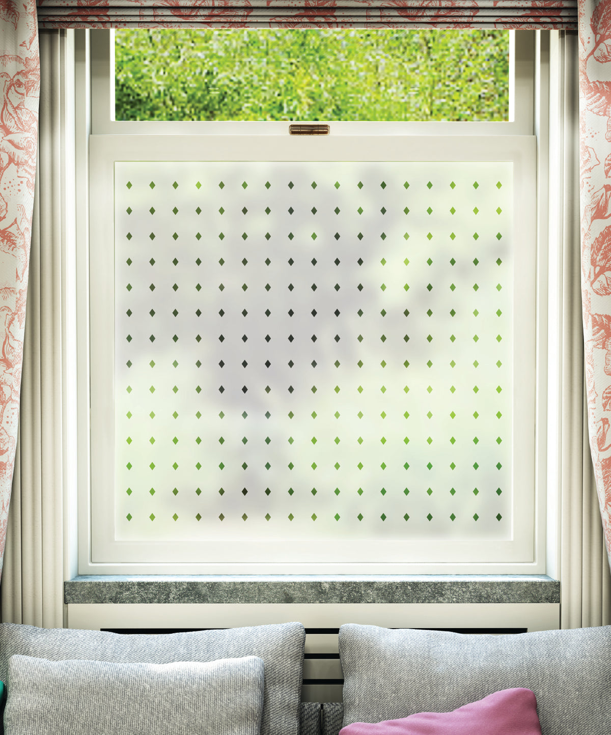 FB029 Frostbrite frosted window film pattern – repeated diamonds design