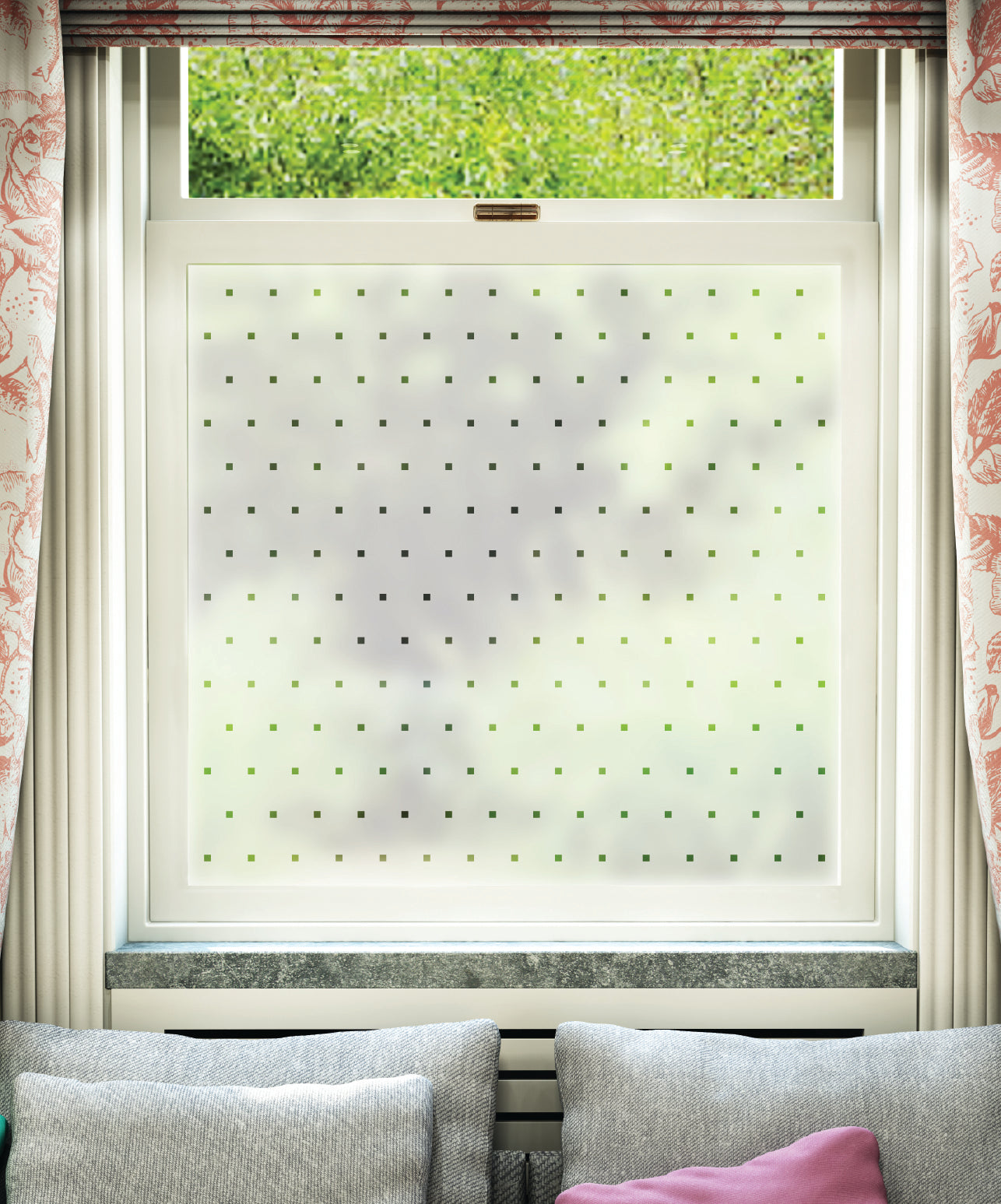 FB033 Repeated Square Frosted Window Film Pattern | Frostbrite