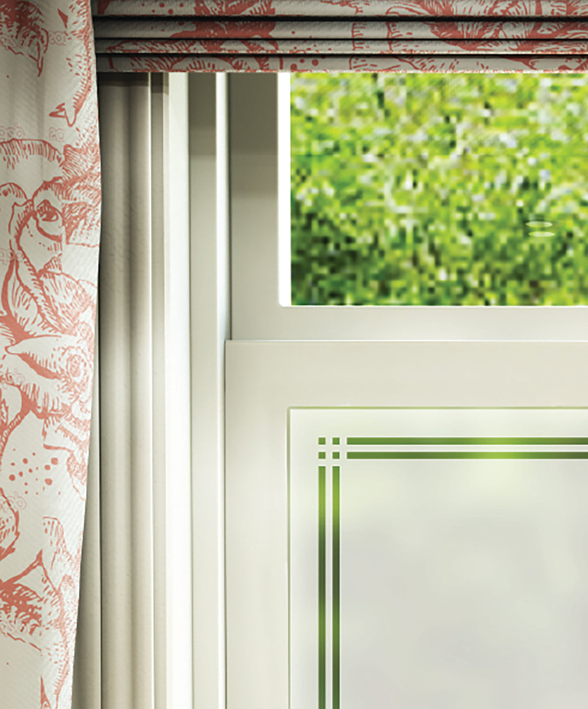 FB055 Frostbrite frosted window film pattern – double border design close up