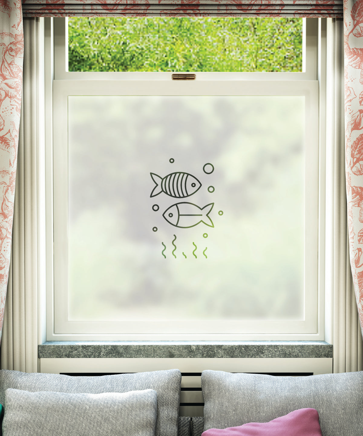 FB089 Frostbrite frosted window film pattern – fish design