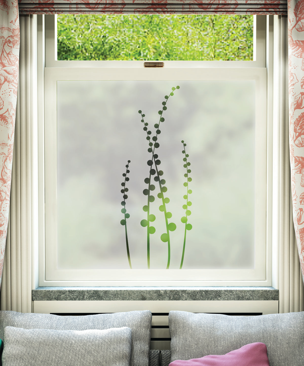 FB101 Frostbrite frosted window film pattern – bluebells inspired design