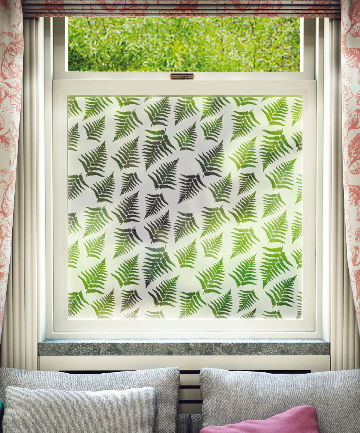 FB105 Frostbrite frosted window film pattern – repeated fern design