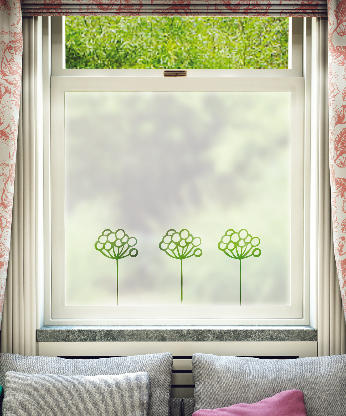 FB111 Frostbrite frosted window film pattern – flowers design