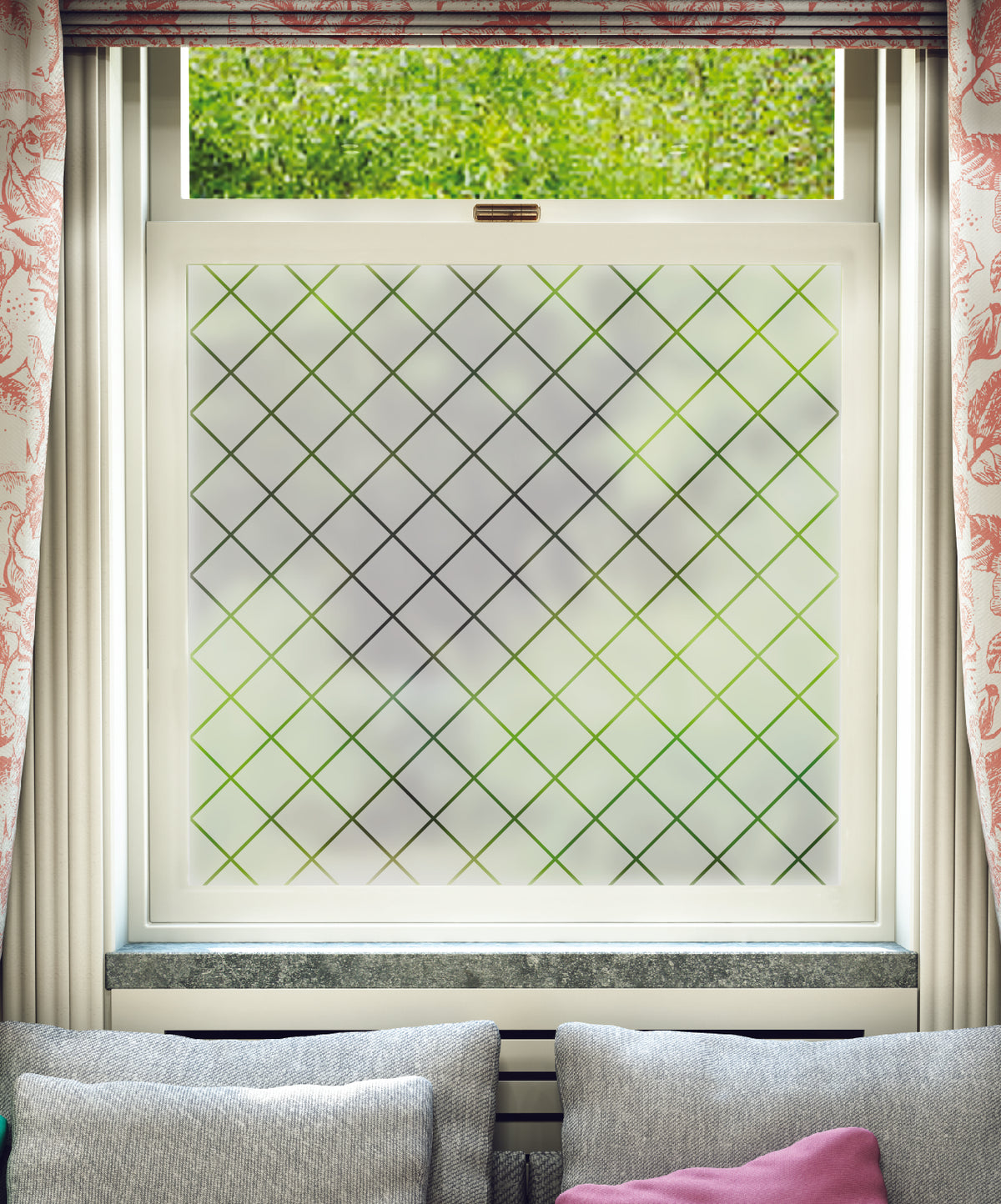 FB117 Frostbrite frosted window film pattern – diamond grid design