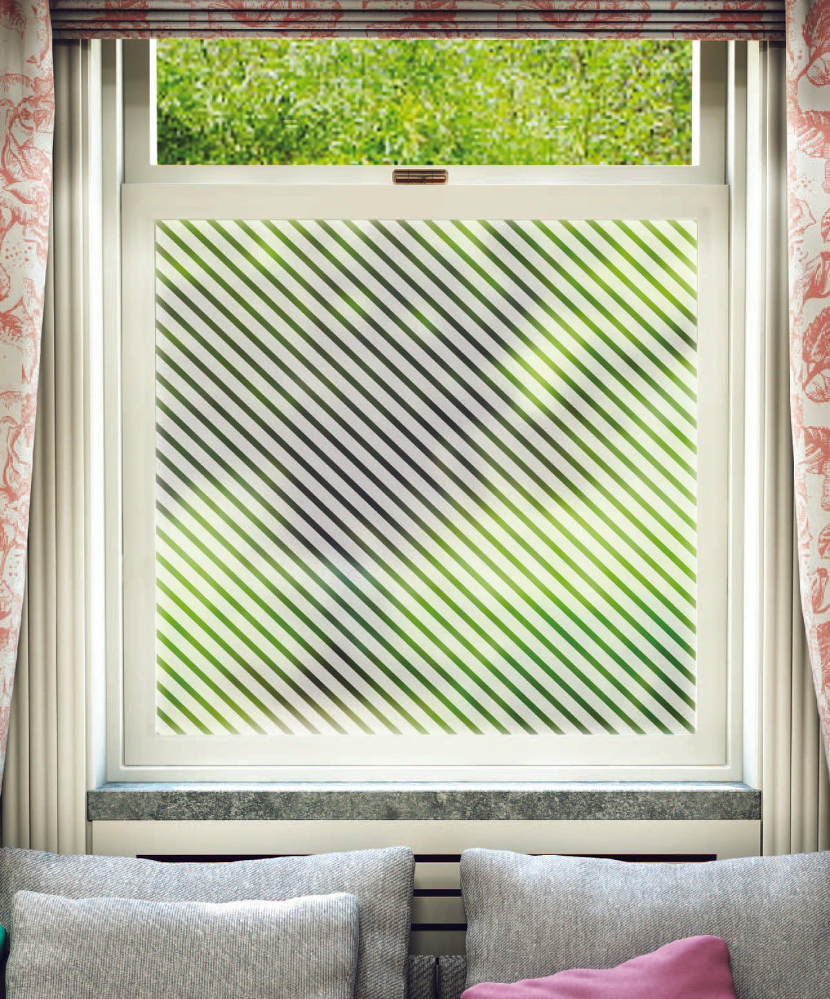 FB118 Frostbrite frosted window film pattern – angled stripes design