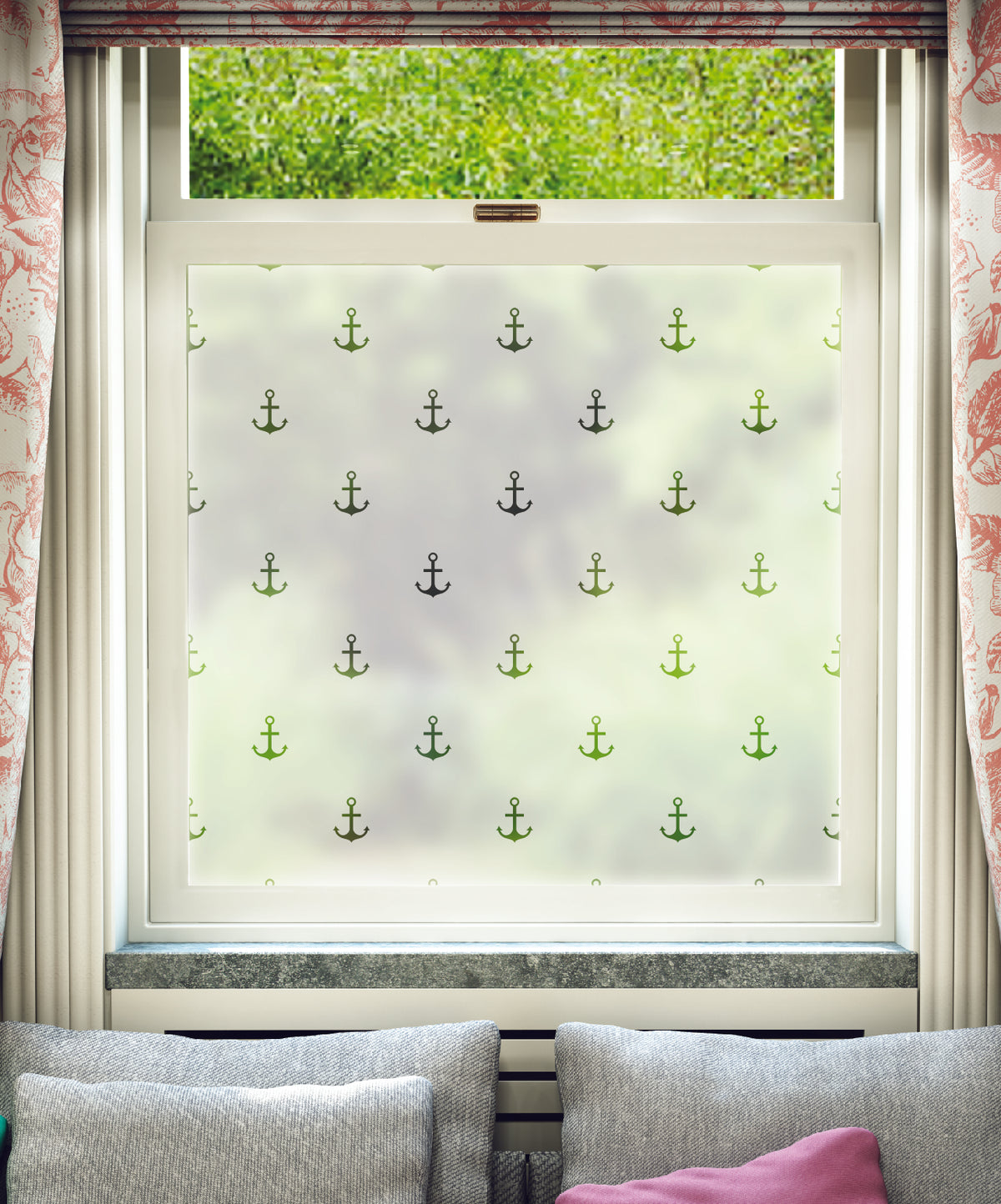 FB127 Frostbrite frosted window film pattern – repeated anchors design