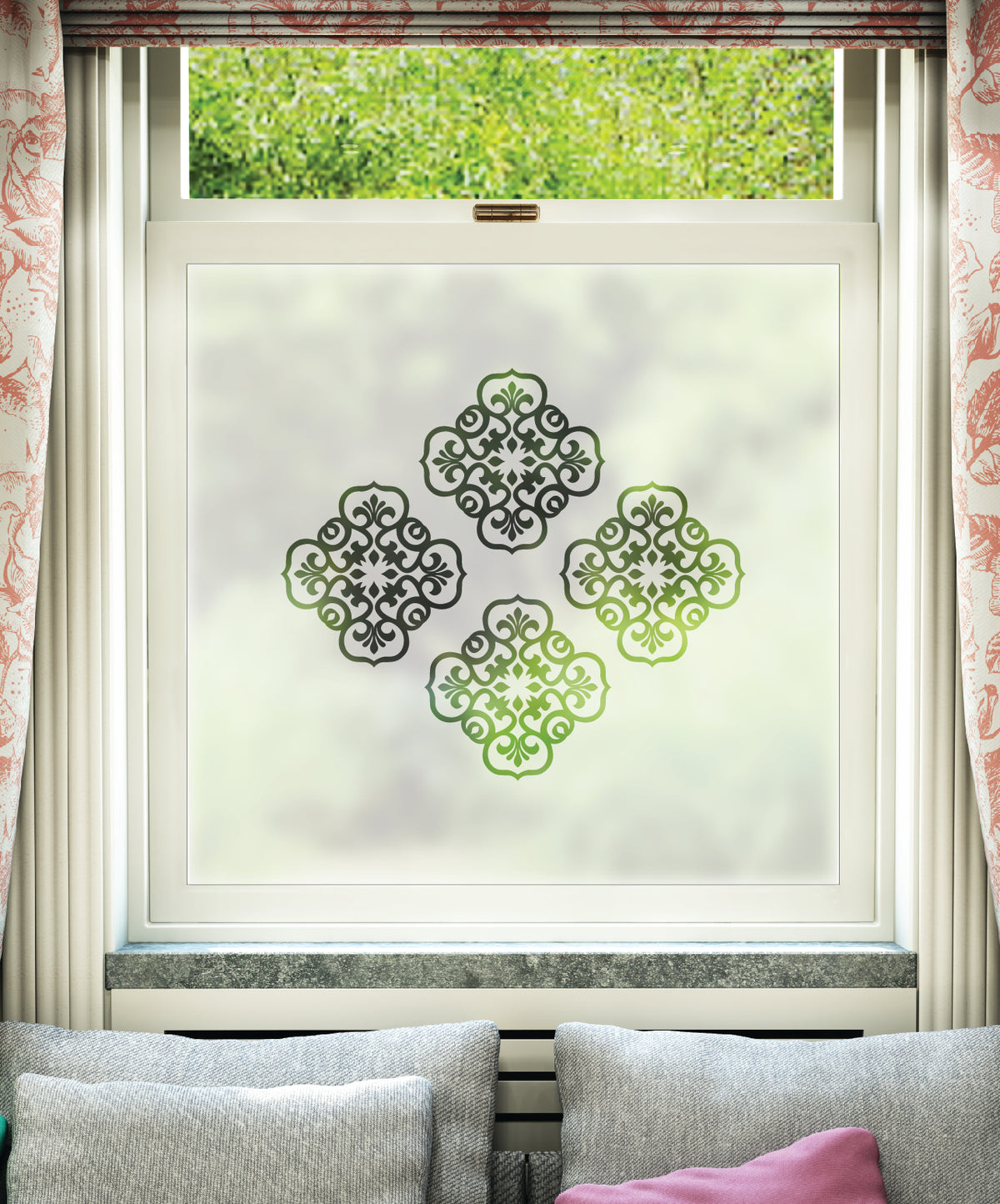 Window Patterning FB135 Victorian Frosted Window Film Pattern | Frostbrite
