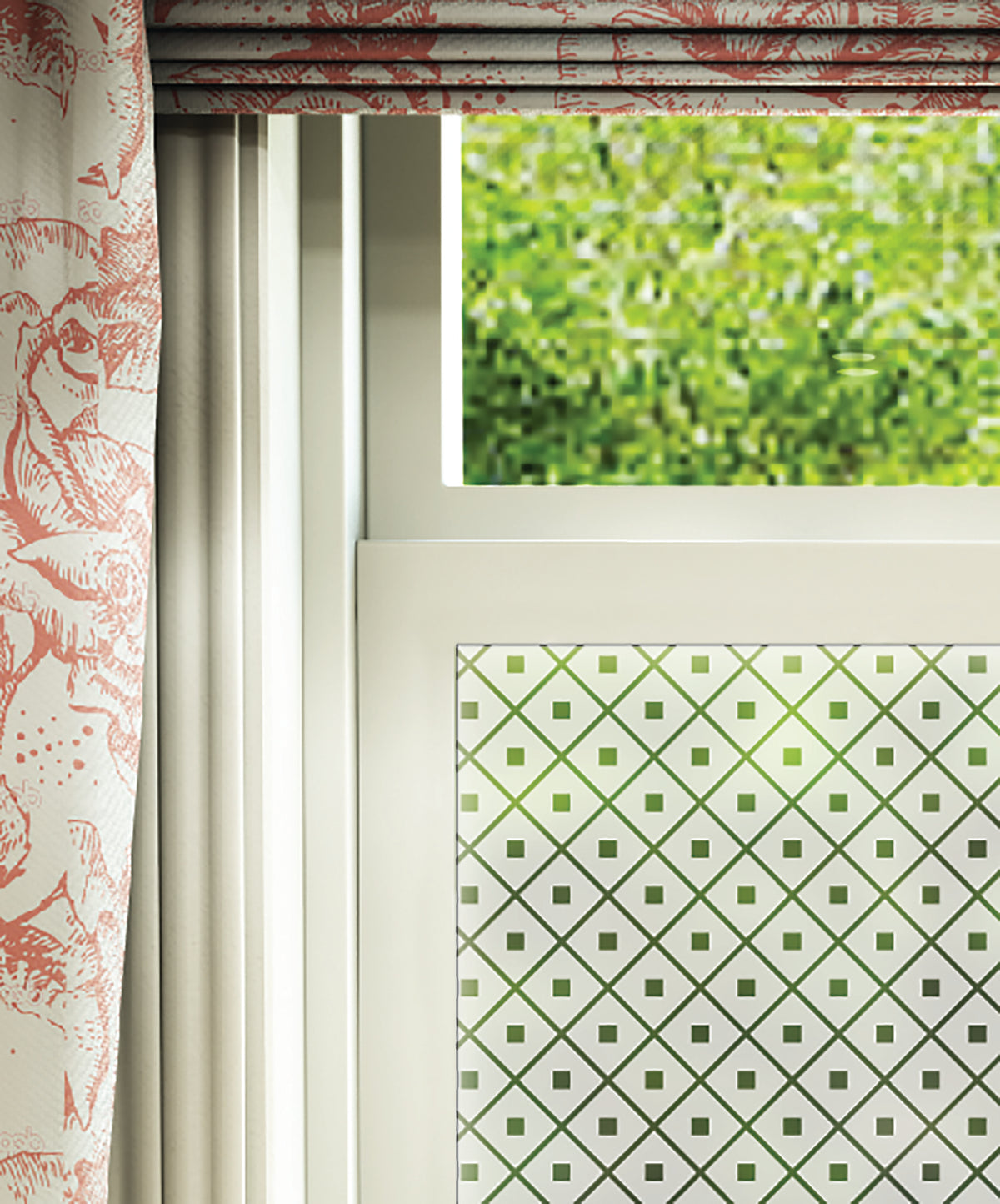 FB140 Frostbrite frosted window film pattern – geometric grid design close up