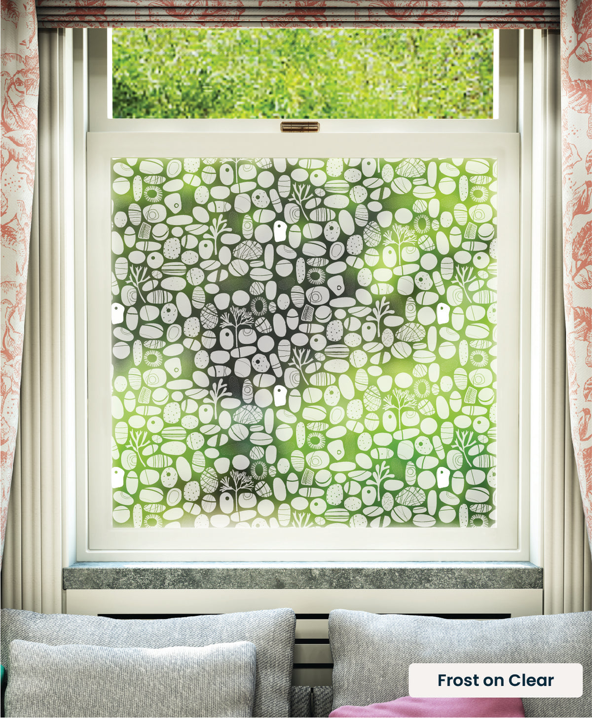 Pebble pebble texture pattern by Hannah Nunn in frosted print on clear window film.