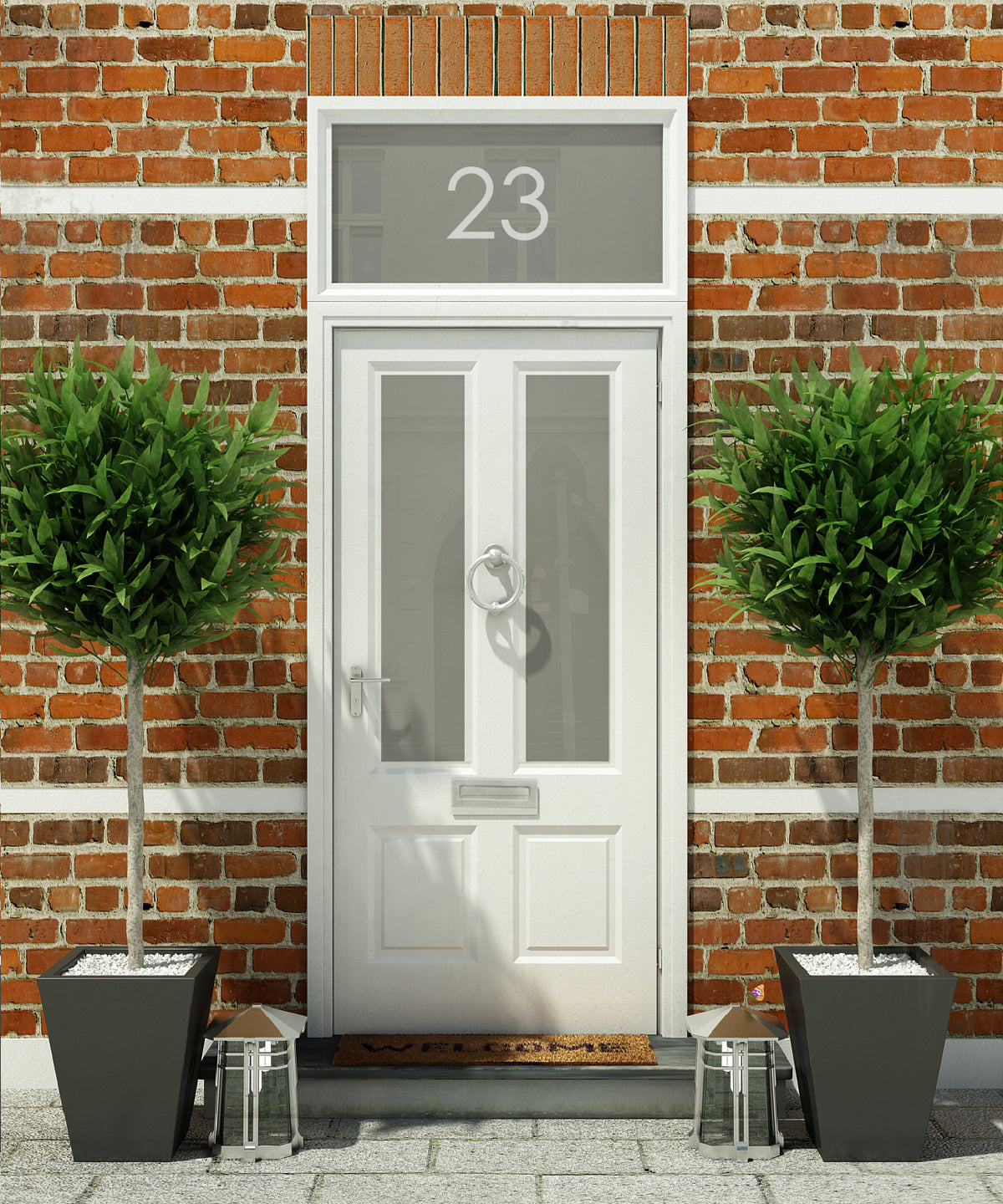 HN002 frosted house name or number applied to glass door