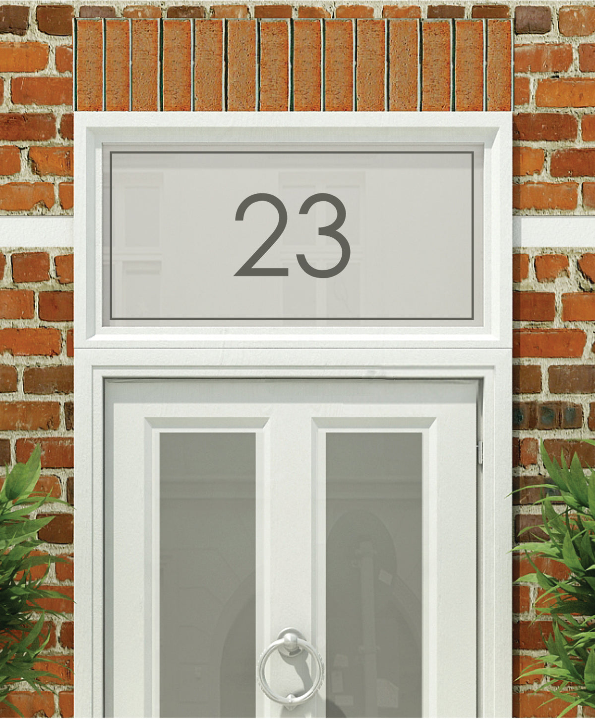 HN003 frosted house name or number close-up on glass