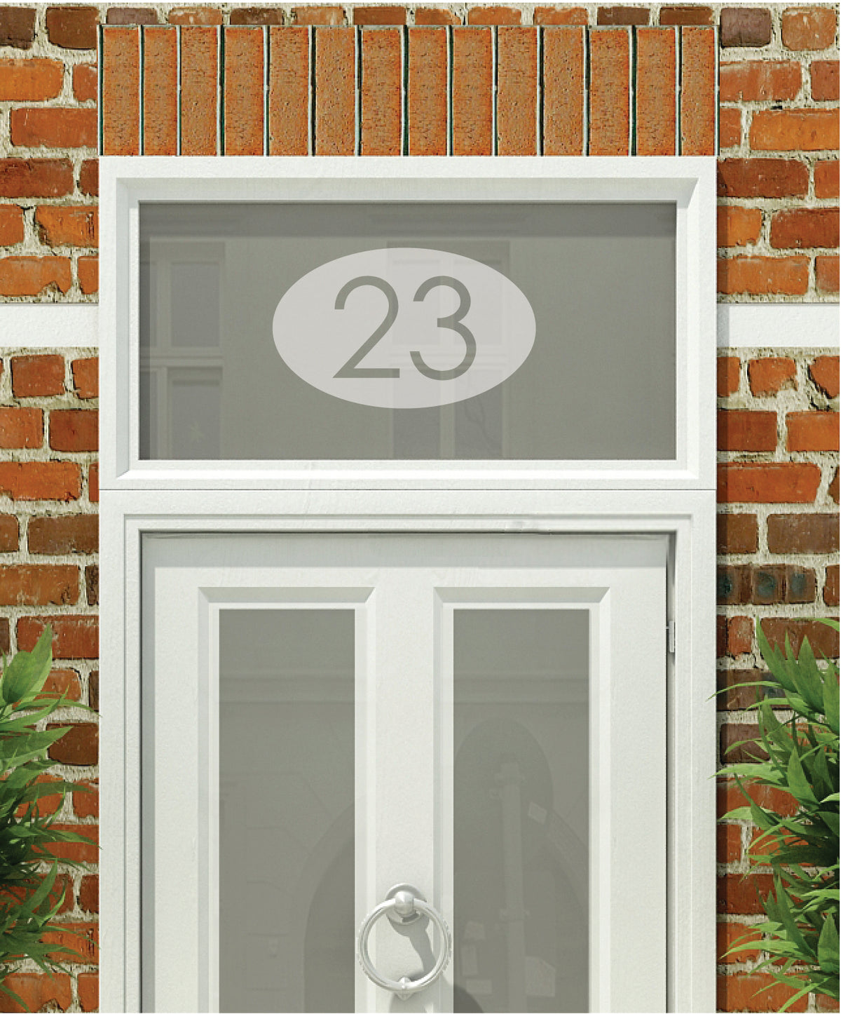 HN010 frosted house name or number close-up on glass