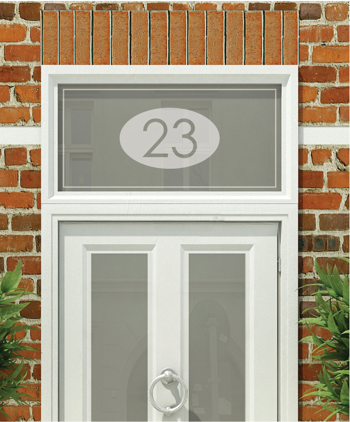 HN012 frosted house name or number close-up on glass