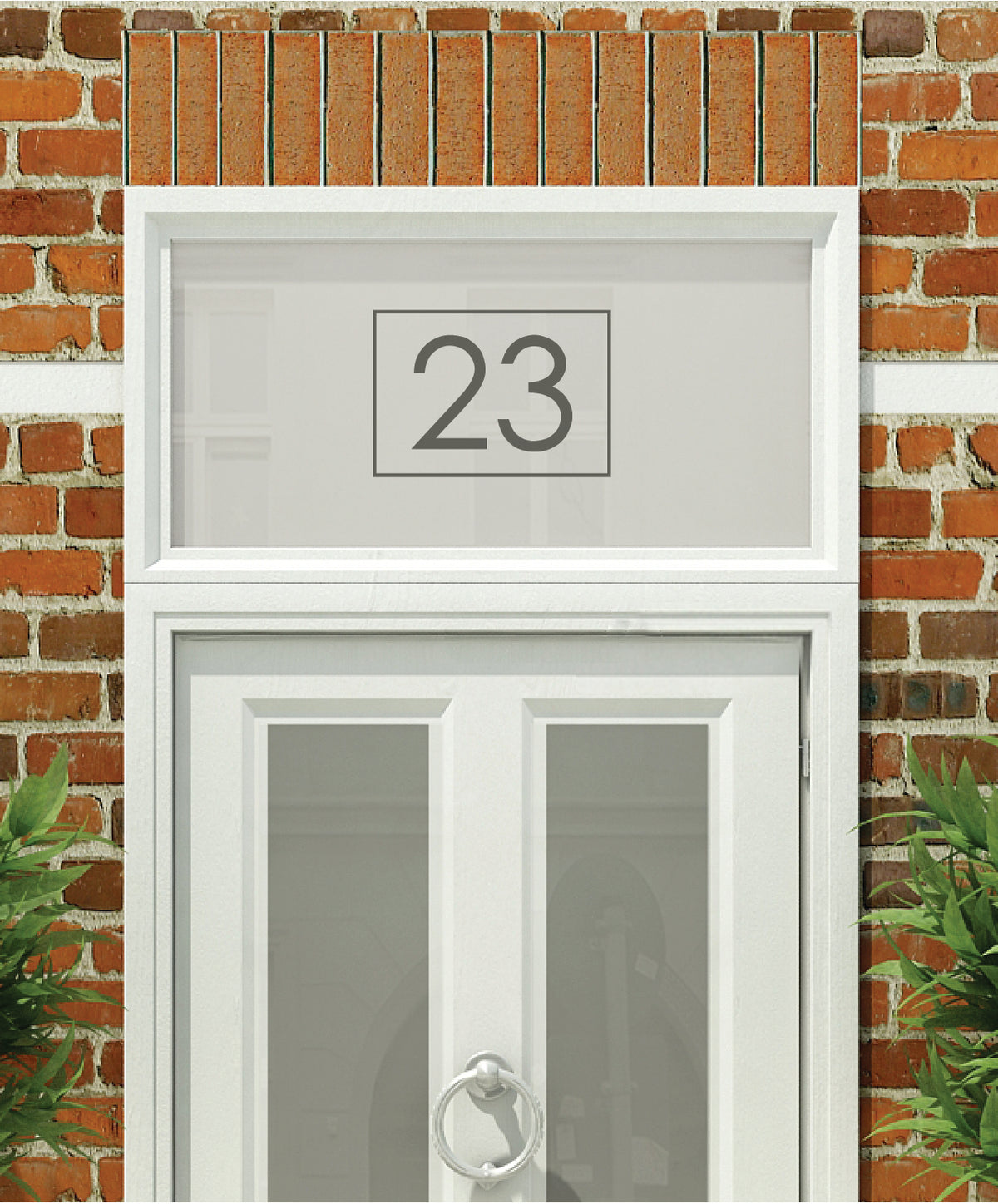 HN013 frosted house name or number close-up on glass