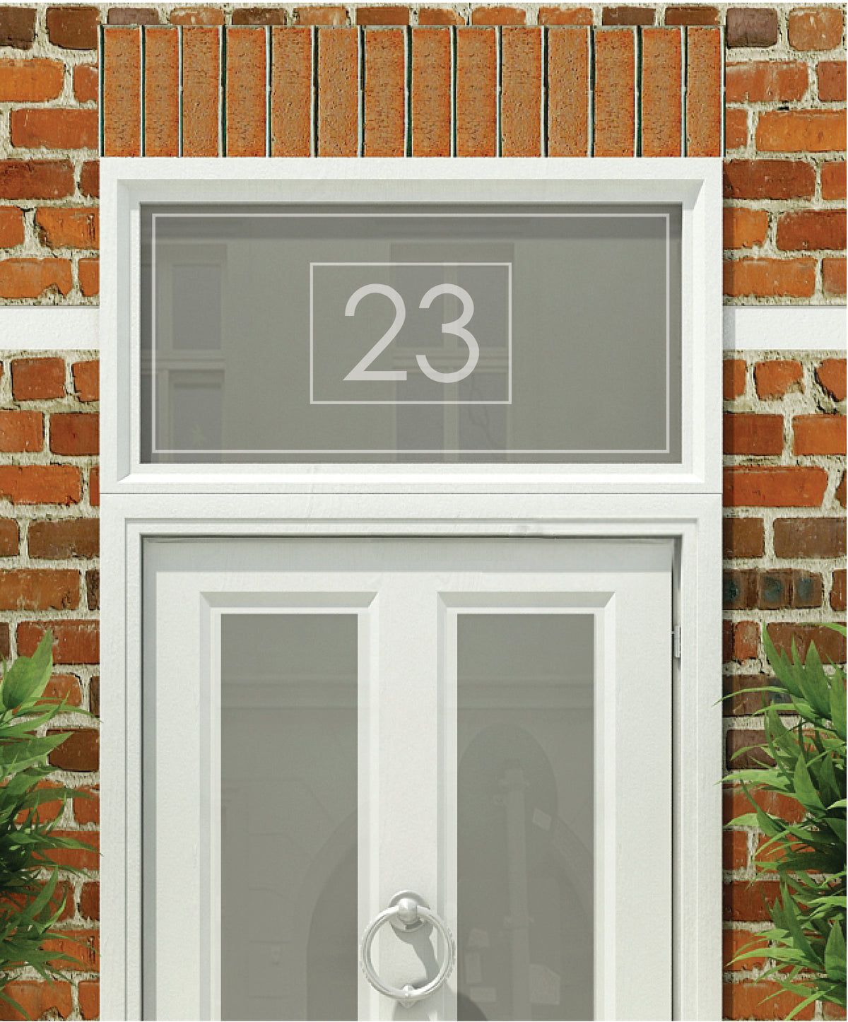 HN016 frosted house name or number close-up on glass