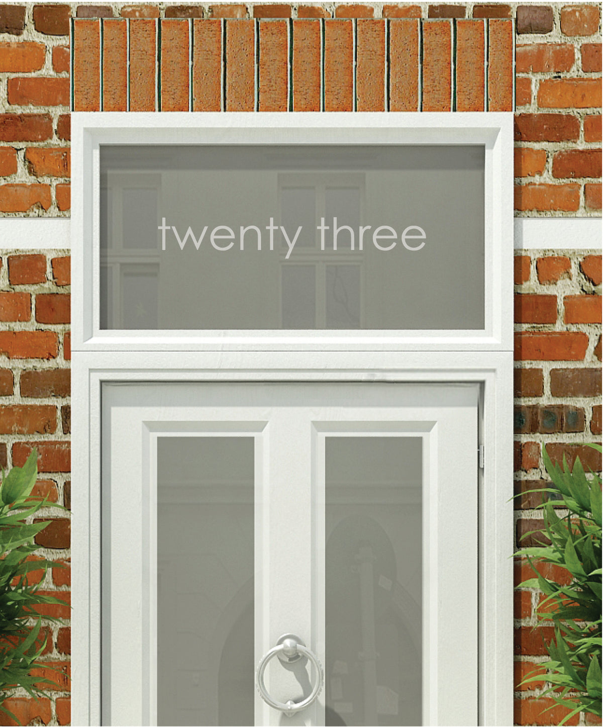 HN018 frosted house name or number close-up on glass