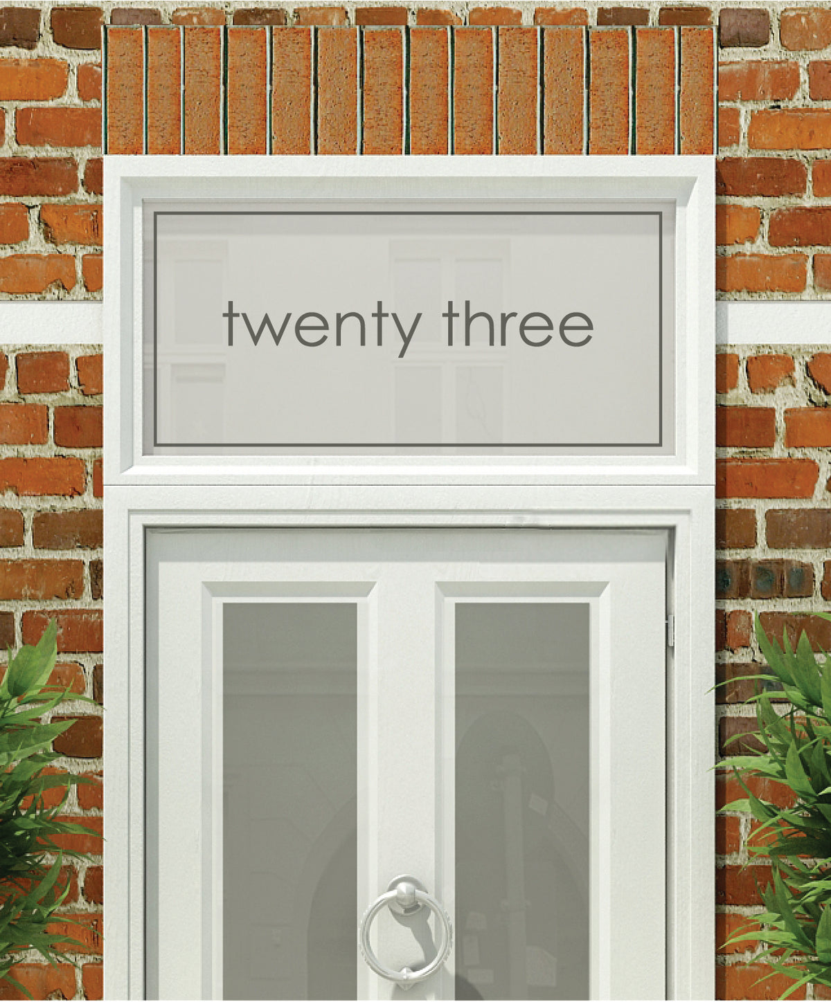 HN019 frosted house name or number close-up on glass