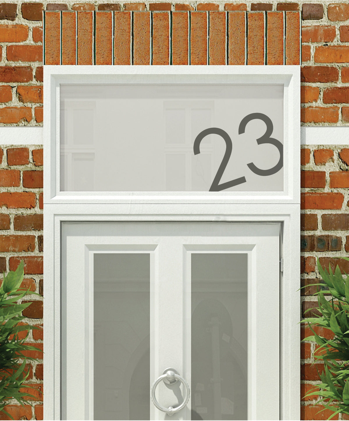 HN021 frosted house name or number close-up on glass