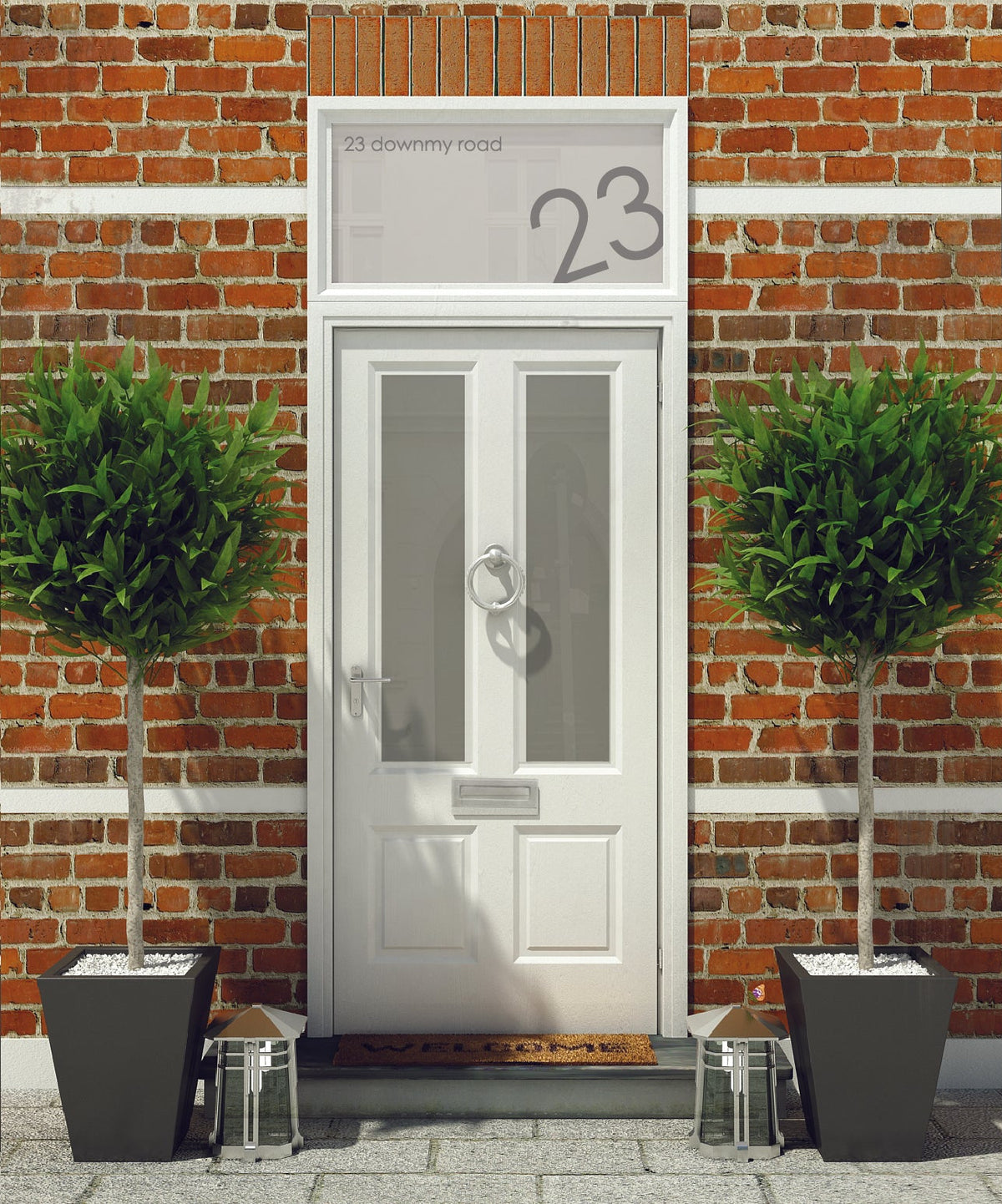 HN023 frosted house name or number applied to glass door