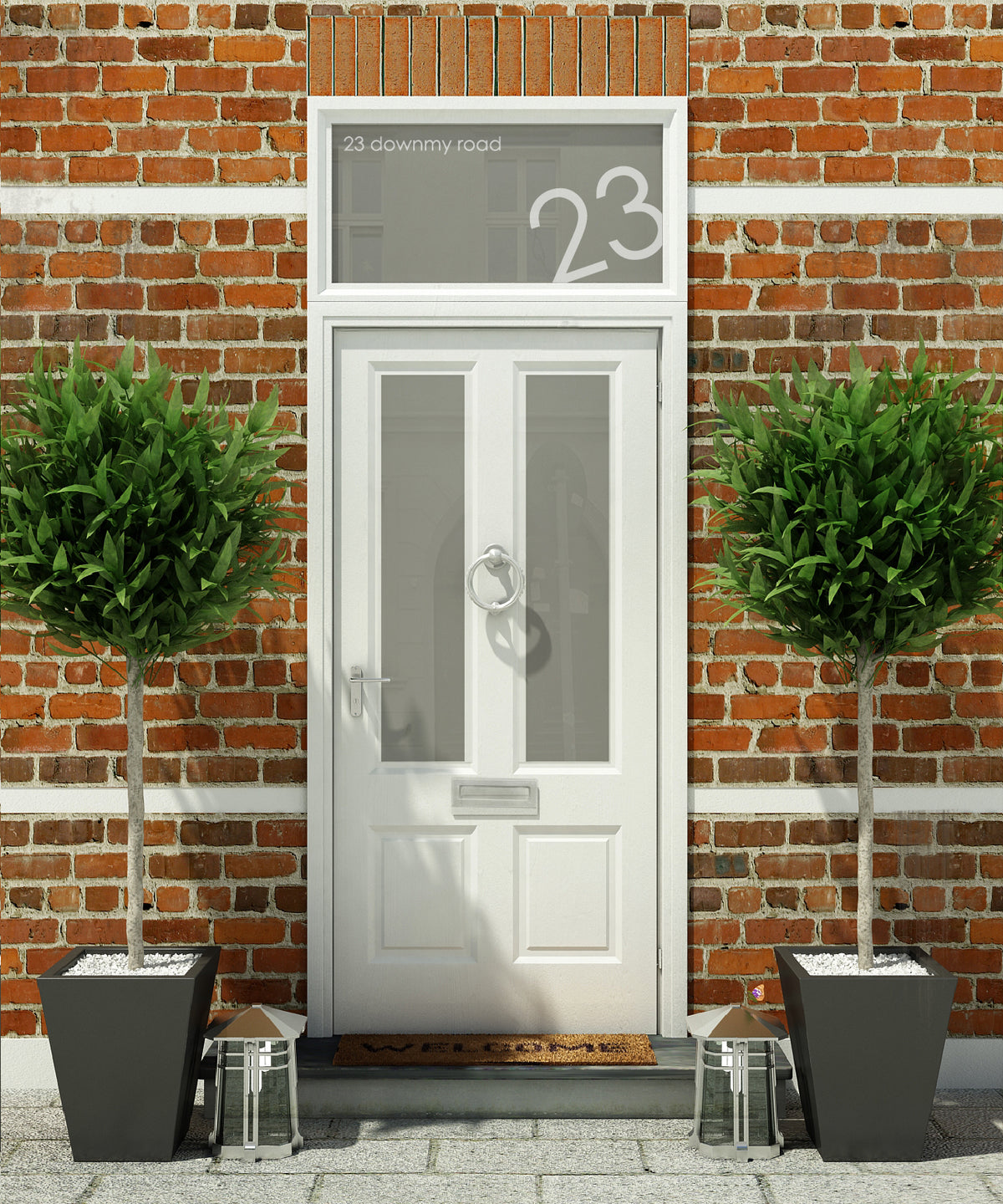 HN024 frosted house name or number applied to glass door