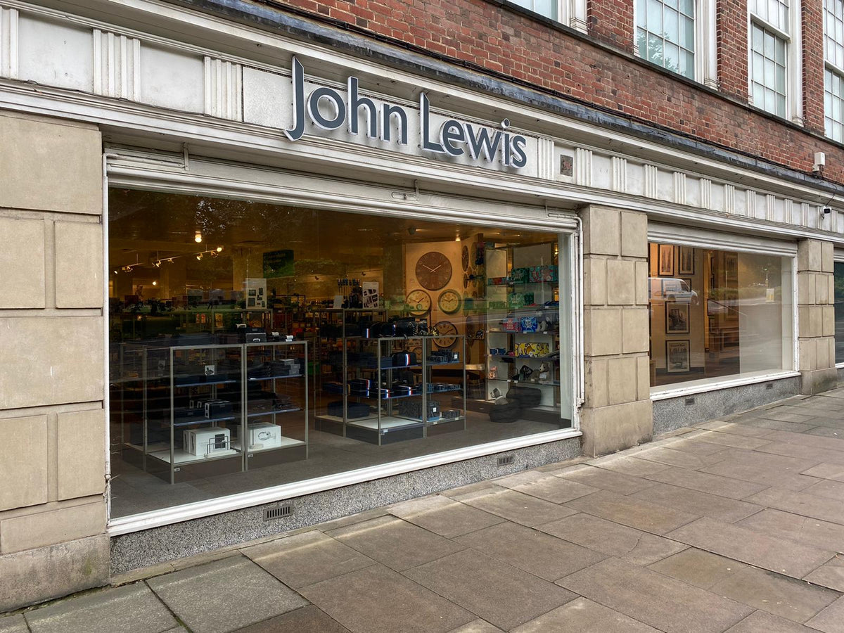 A large John Lewis window after clear safety and security window film has been applied.