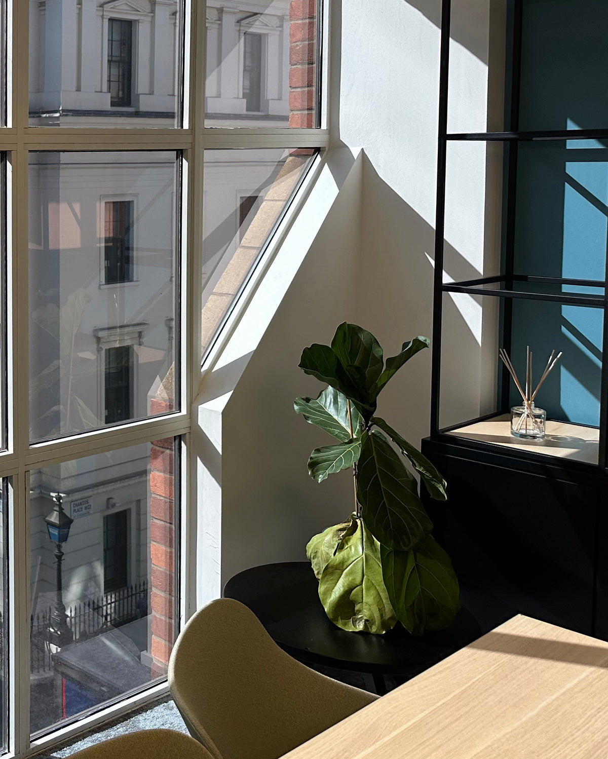 Internal view of glazing with Optiview window film installed for heat and glare reduction. 