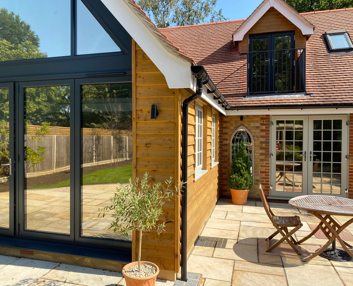 A solar control window film applied to the windows of a house to reduce heat and glare.