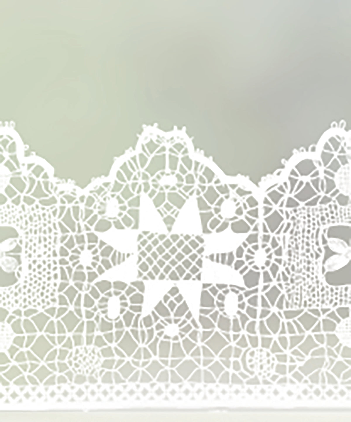 Border Lace lace border design by Charlene Mullen in white print on frosted window film.