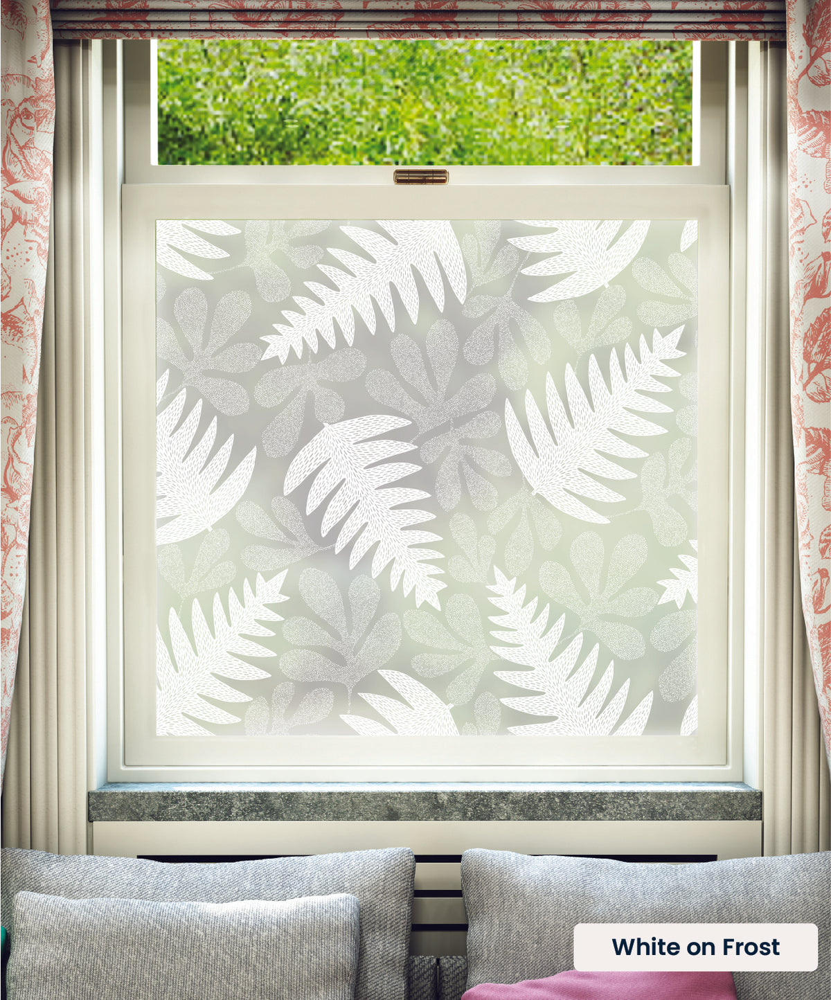 Deep Sea pattern by MissPrint in white print on frosted window film.