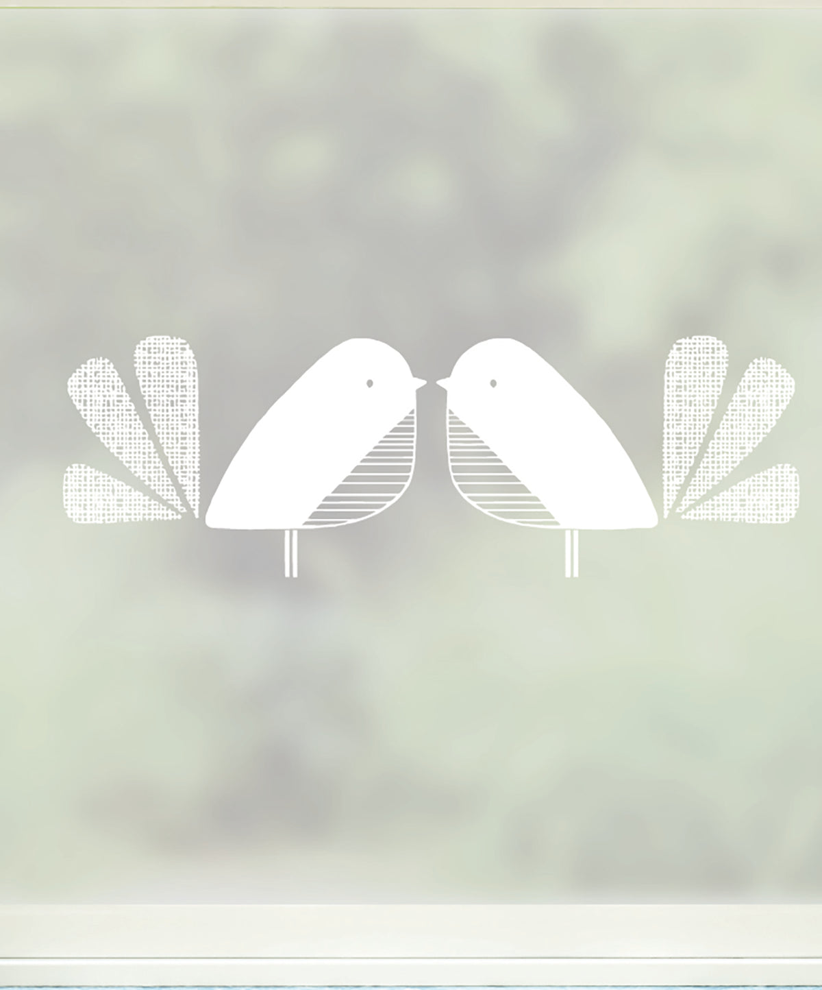 Close-up of Baby Birds Pair birds frosted window film pattern by JoJo CoCo.