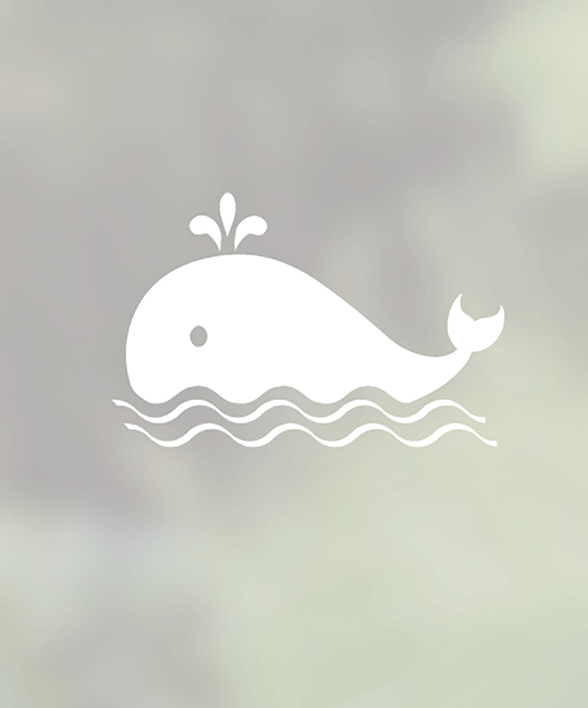 Close-up of Ballena whale white printed frosted window film pattern.