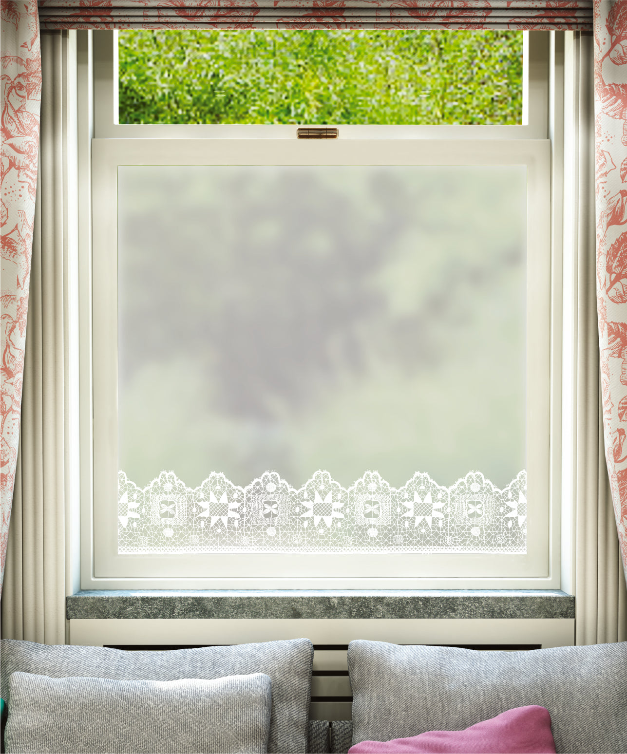 Border Lace Decorative Frosted Window Film | Charlene Mullen Designer ...