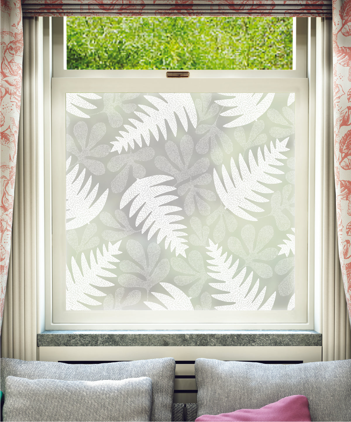 White printed frosted window film with Deep Sea pattern by designer MissPrint.