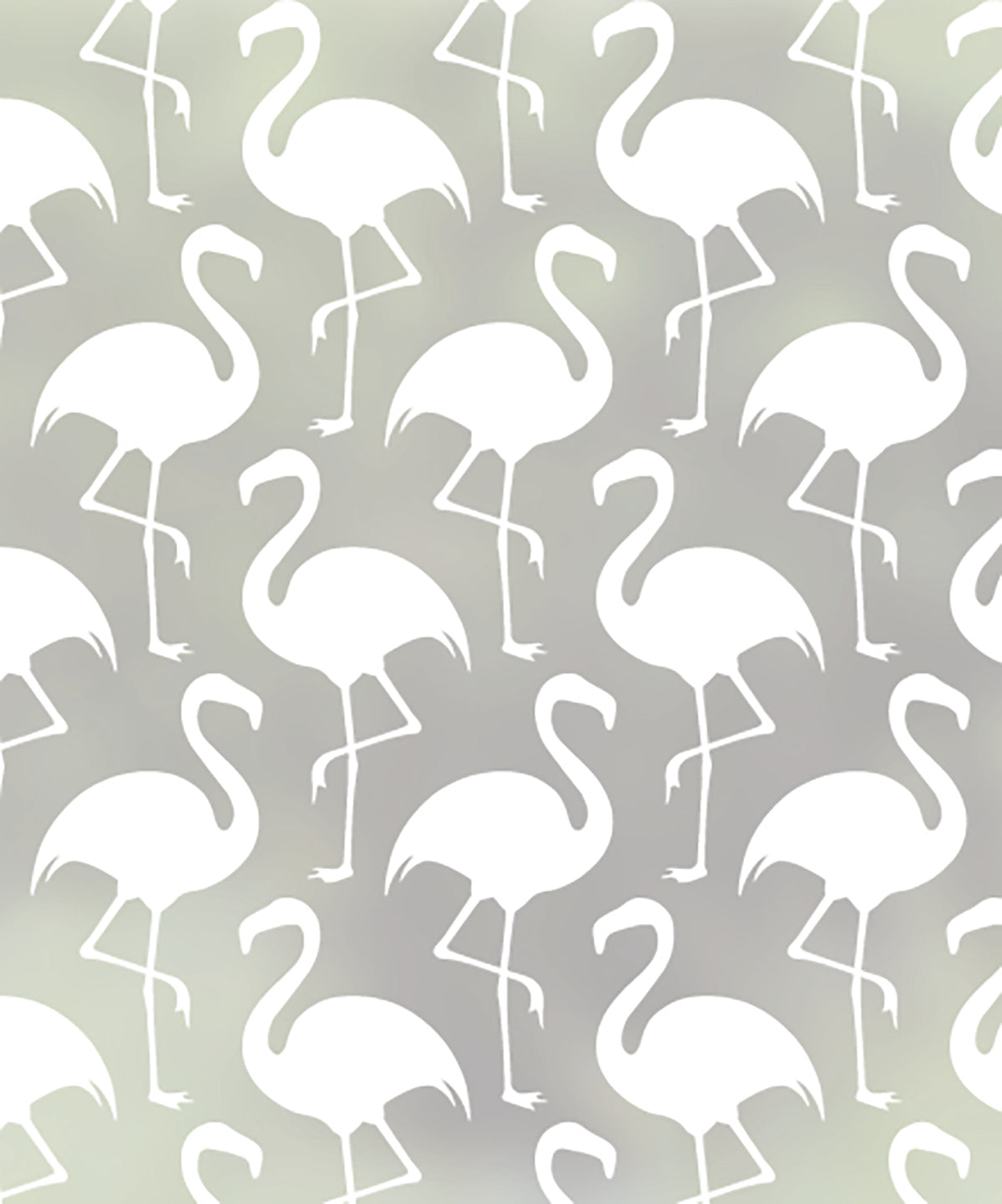 Close-up of Flamenco flamingo white printed frosted window film pattern.
