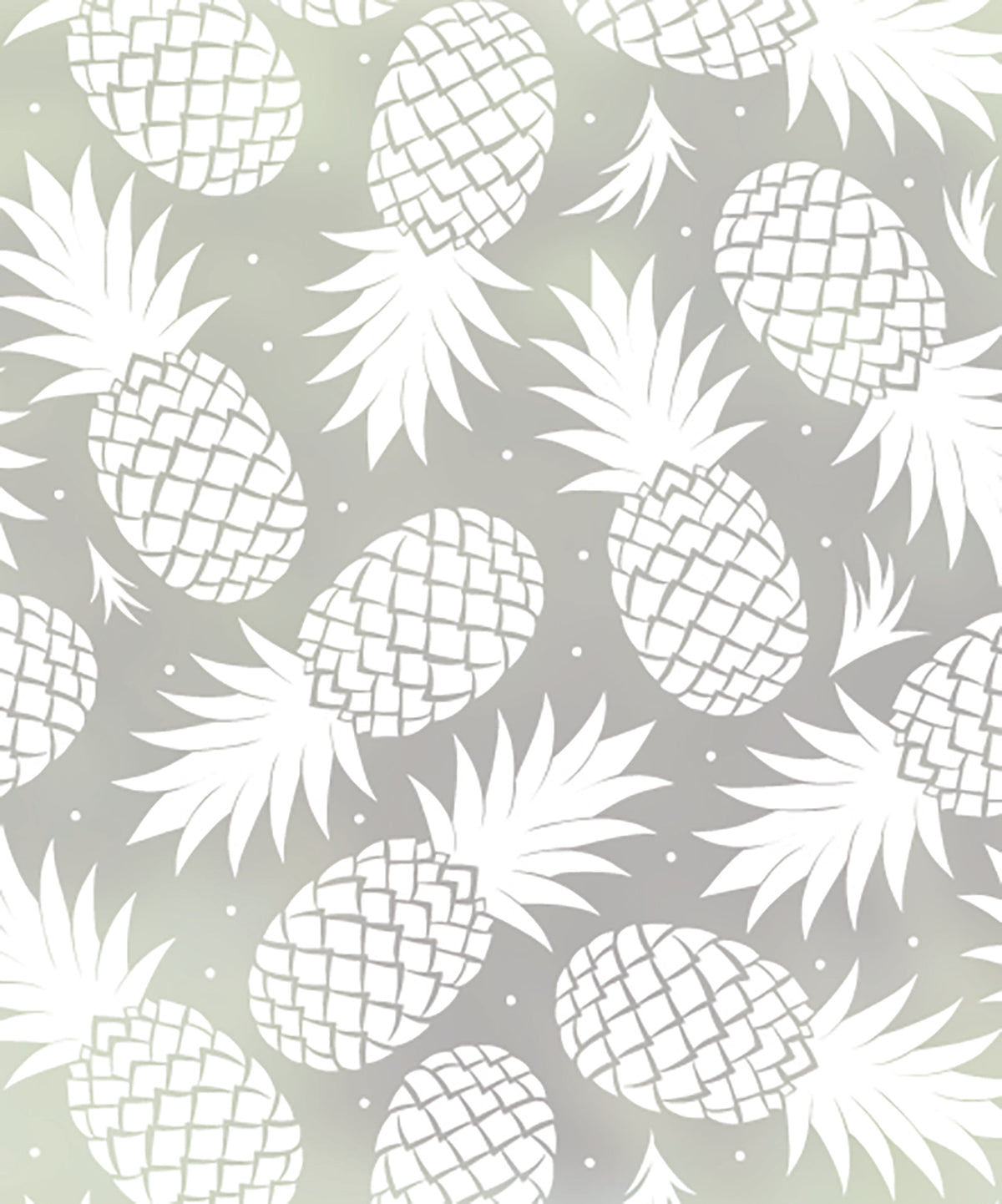 Close-up of Fruta pineapple white printed frosted window film pattern.