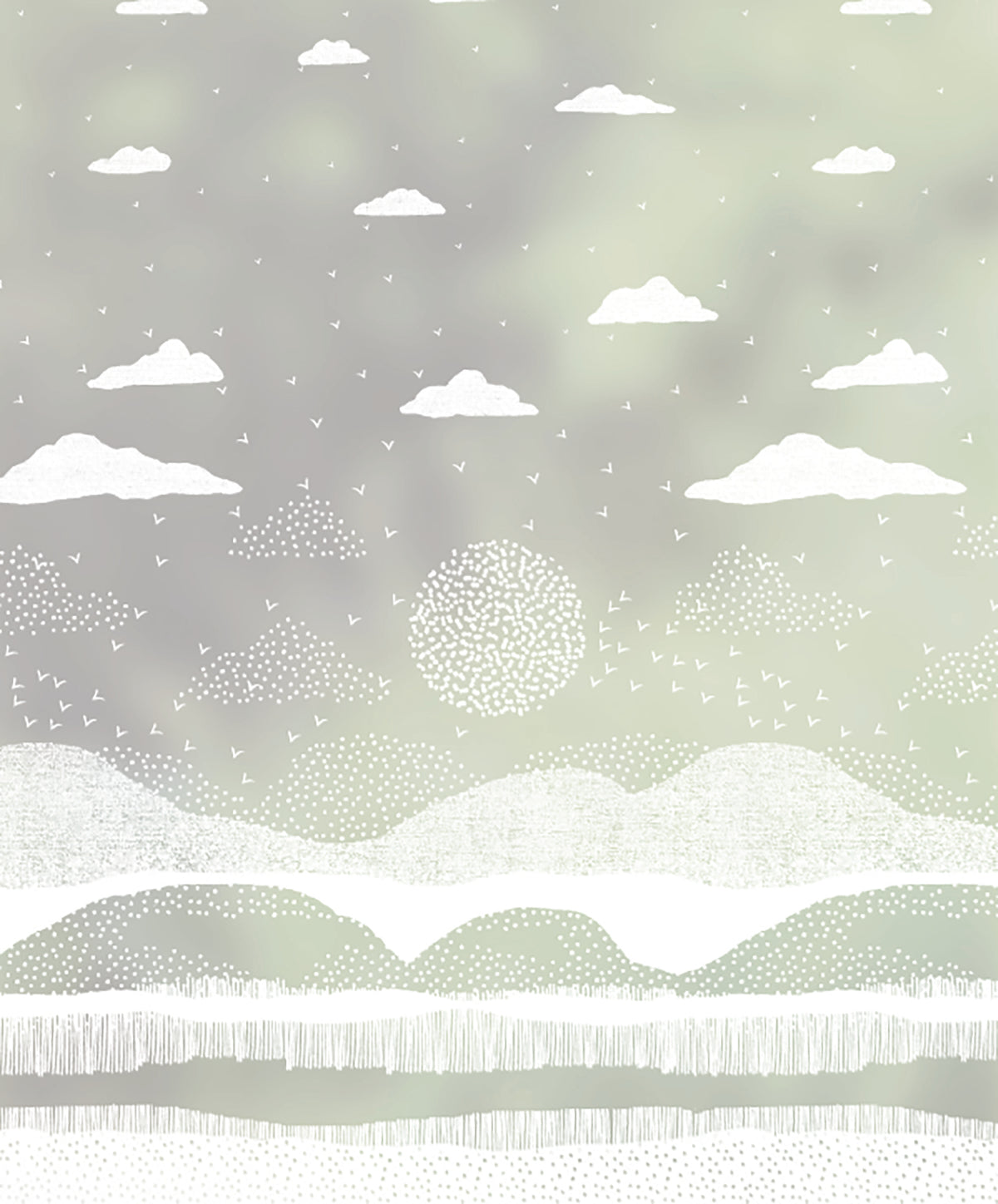 Close-up of Horizon rolling hills and clouds frosted window film pattern by JoJo CoCo.