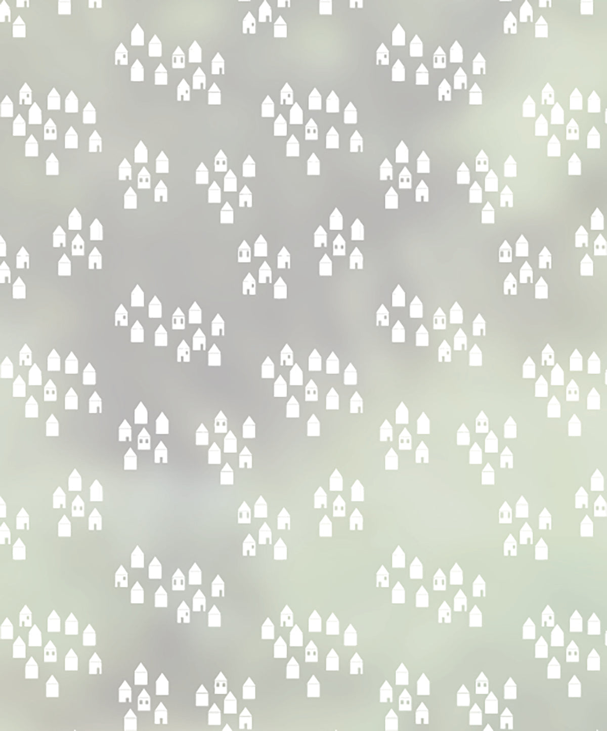 Close-up of Little Town repeated house pattern frosted window film pattern by JoJo CoCo.